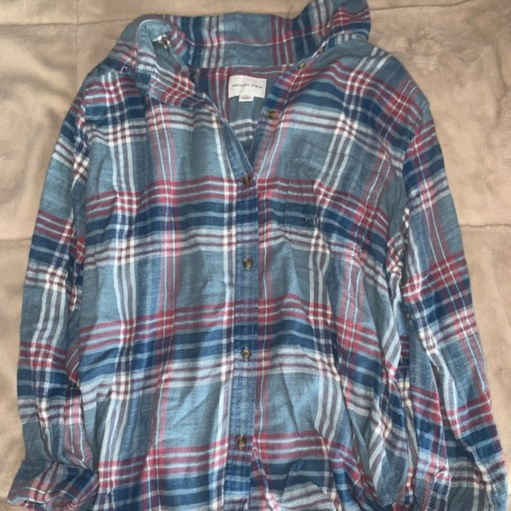 AE distressed boyfriend flannel